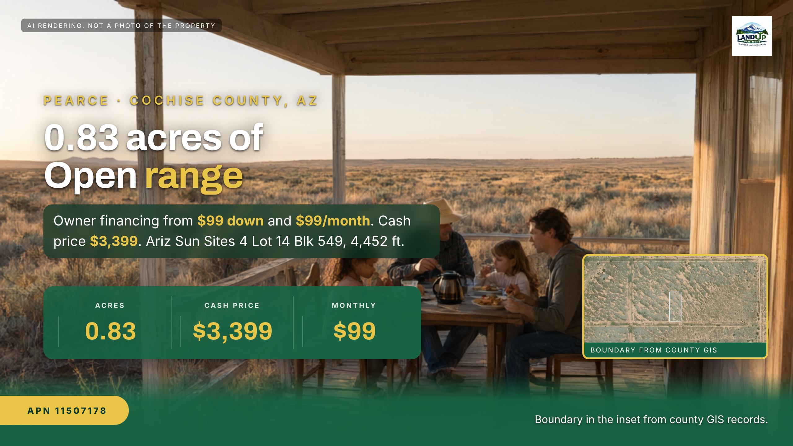 Headline and price: 0-83-acres-cochise-county-arizona